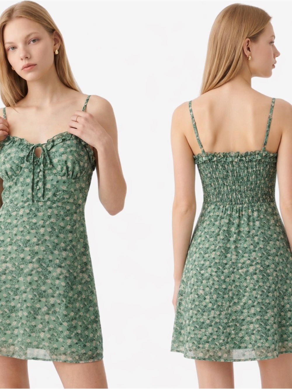 Jolie & Joy Sage Green Floral Cottagecore Peasant Sundress Women’s Size Large